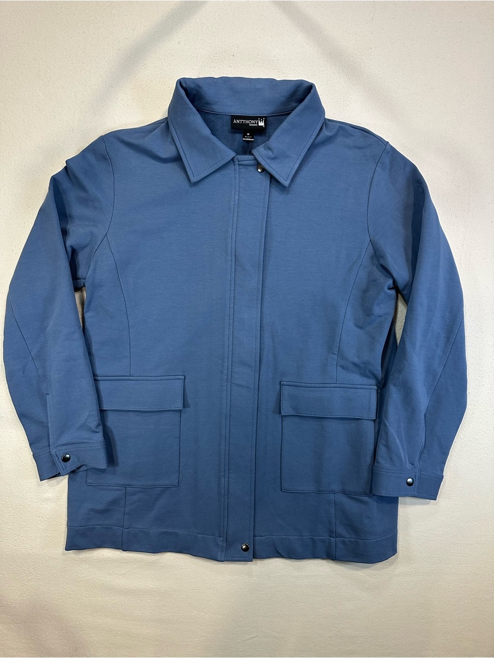 Antthony Design Studio Blue Utility Shirt Jacket French Terry Medium Like New